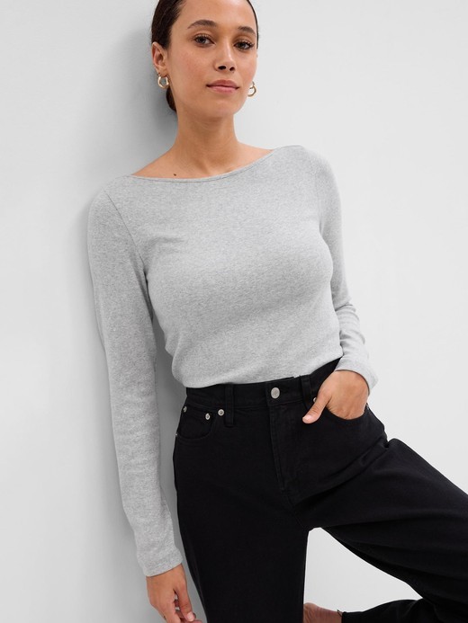 Image for Boatneck long sleeve T-shirt from Gap