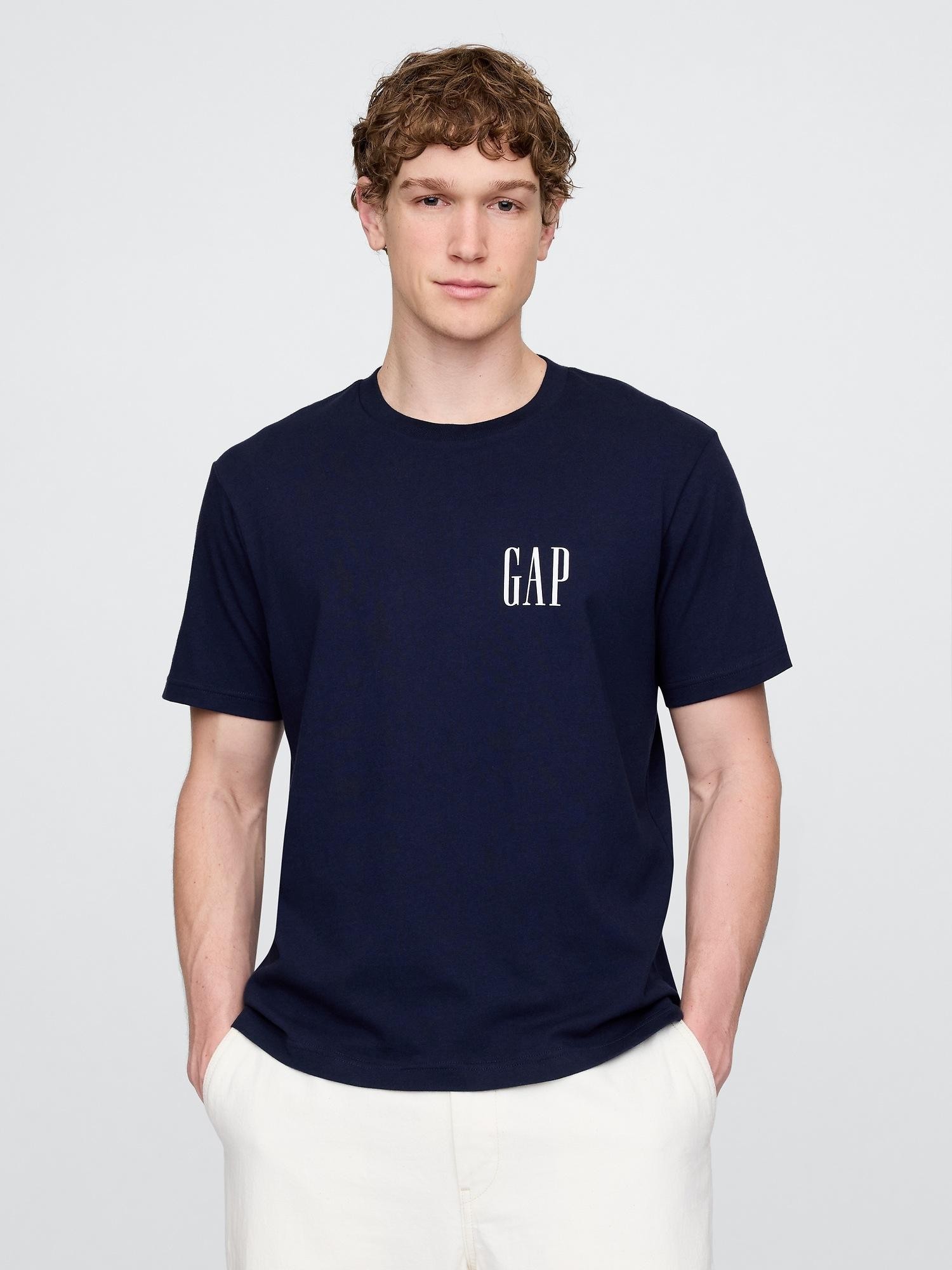 GAP Heavyweight Logo T-Shirt Navy Uniform 