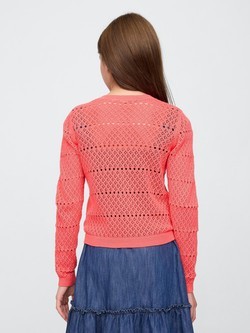 GAP Girls Pointelle Cardigan Fresh Coral 3