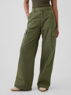 GAP Ženske široke cargo hlače Zelena - Olive Green 2
