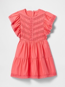 GAP Kids Lace Tiered Ruffle Dress Fresh Coral 2
