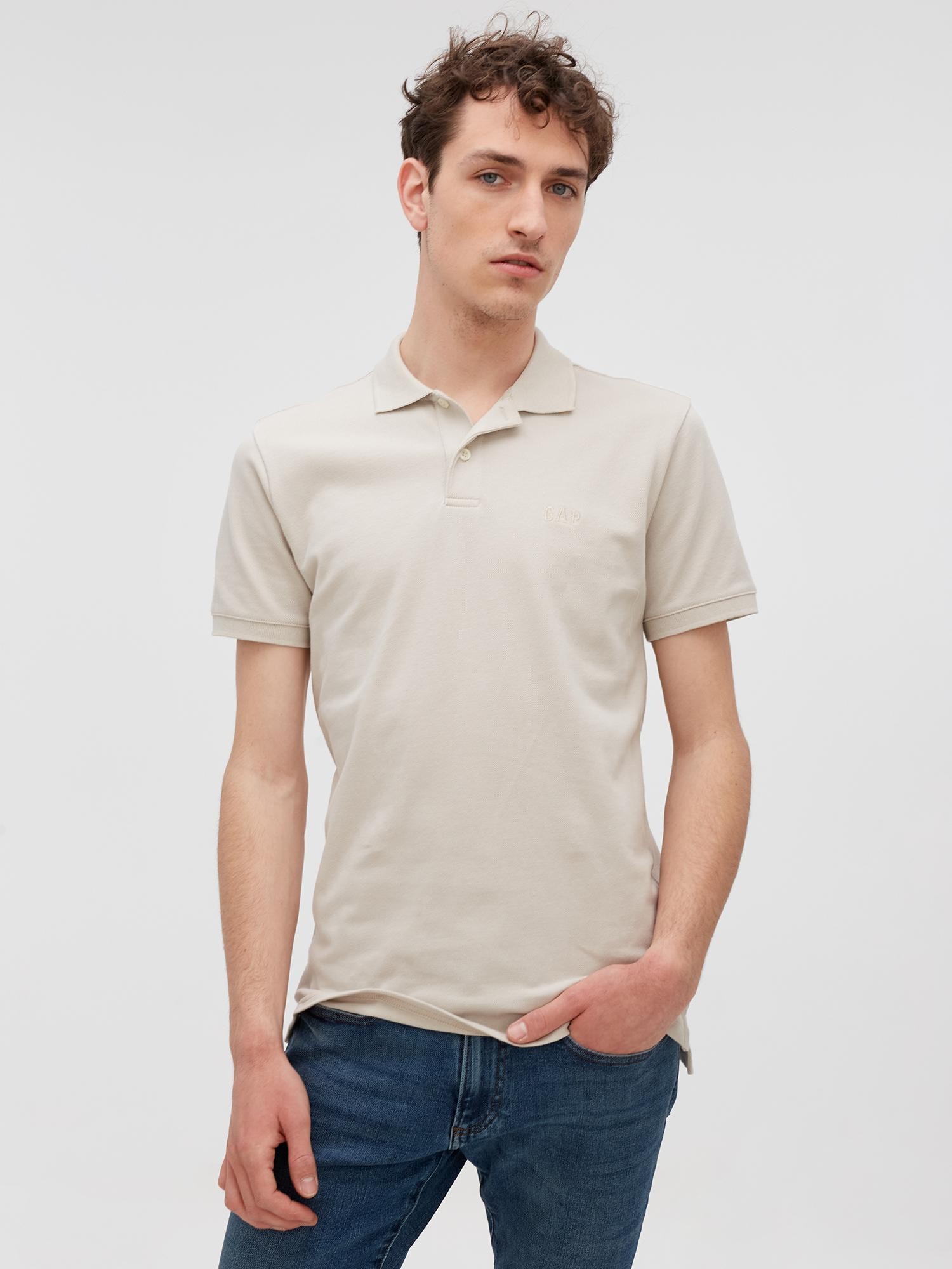 GAP Pique Polo Shirt Moonstone 