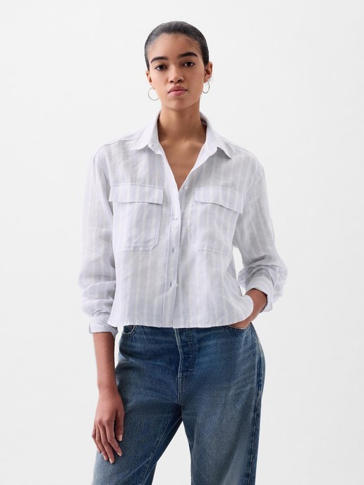 Image for Linen Cropped Shirt from Gap