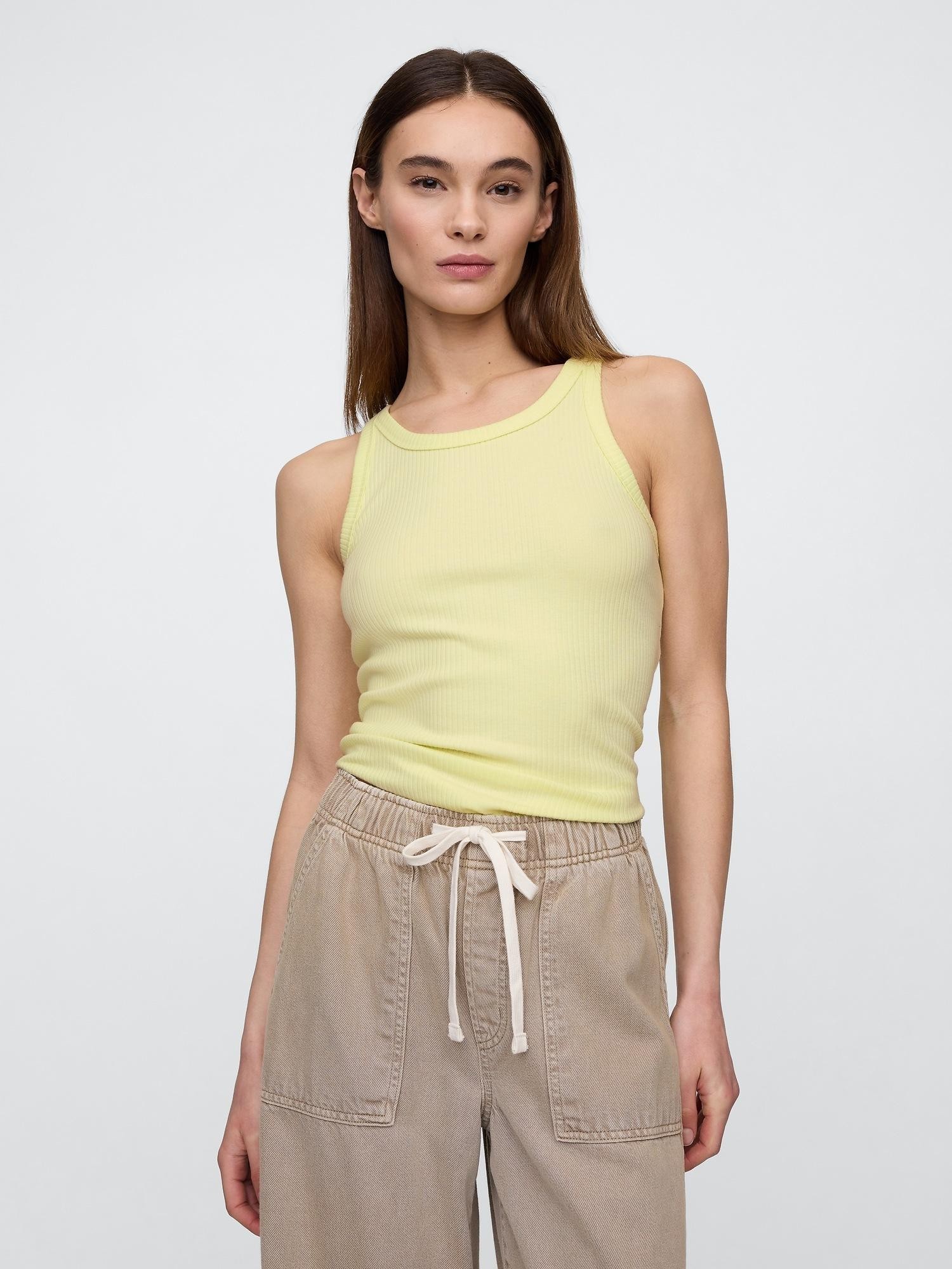 GAP Ribbed Tank Top Citron 