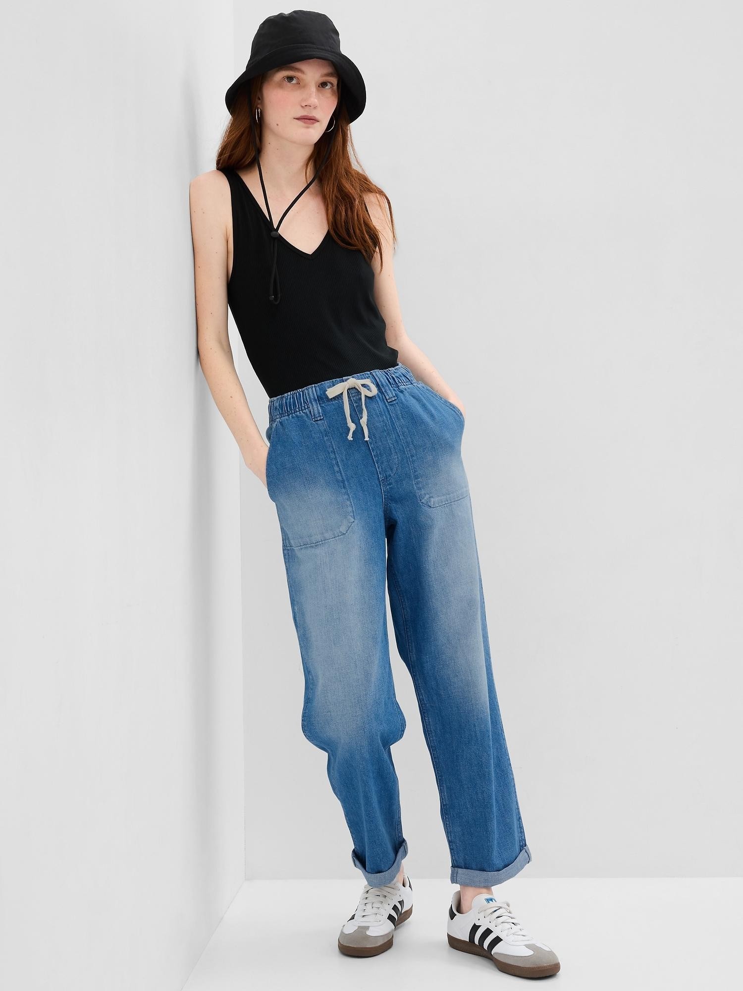 GAP Mid Rise Easy Pull-On Jeans Medium Indigo 