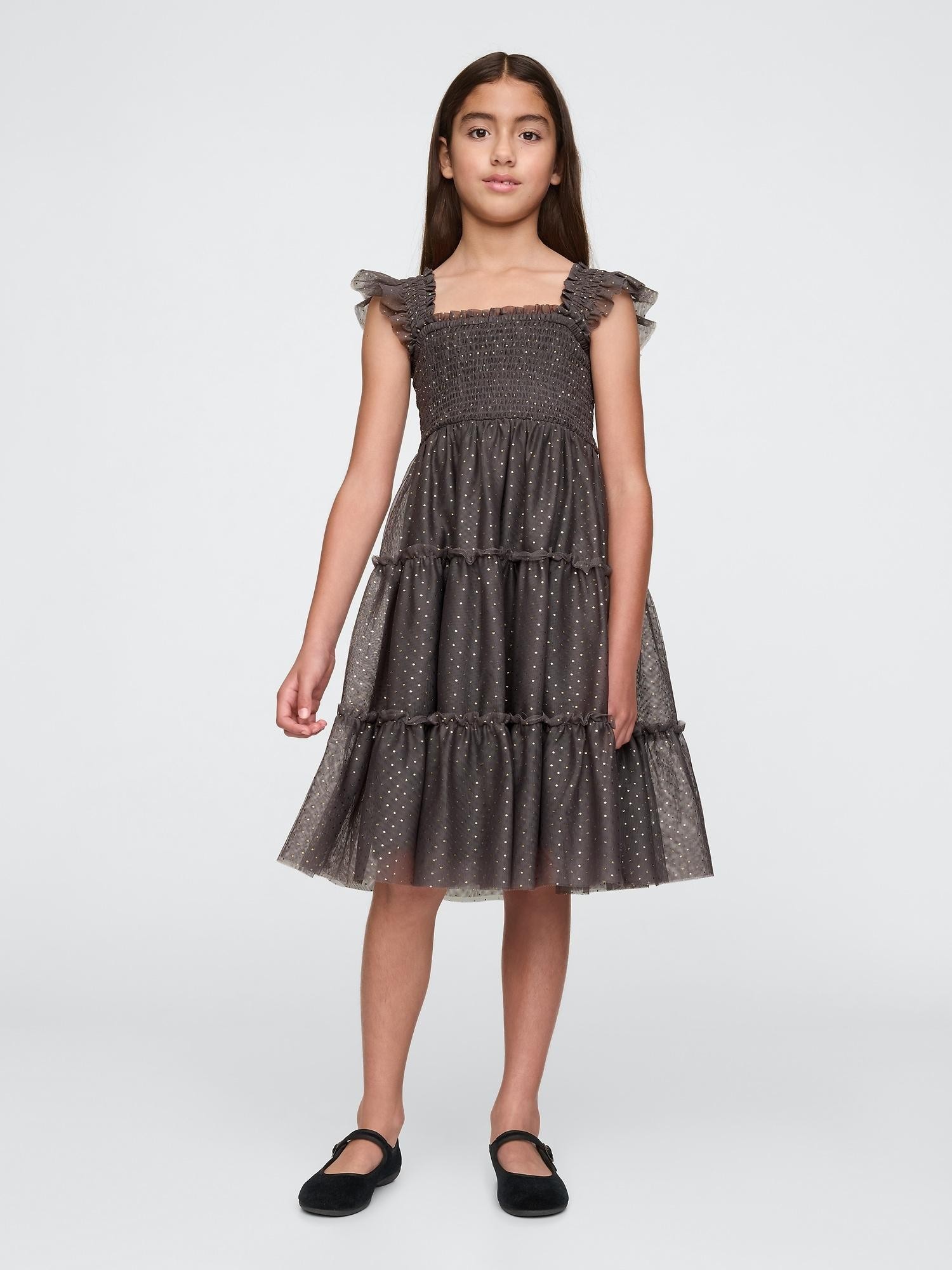 GAP Kids Tiered Tulle Midi Dress Plymouth Rock 