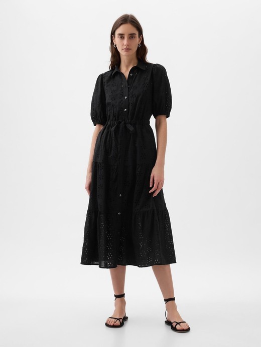 Image for Eyelet Tiered Midi Dress from Gap