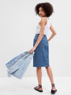 GAP Žensko denim midi krilo Modra - Medium Indigo 2