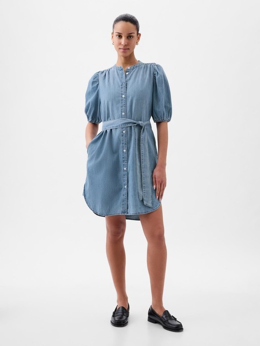 Image for Puff Sleeve Denim Mini Dress from Gap
