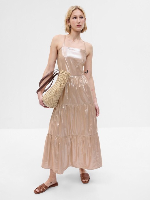 Image for Metallic Tie-Back Tiered Maxi Dress from Gap