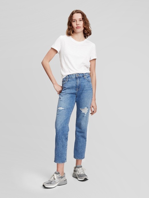 GAP Mid Rise Distressed Universal Slim Boyfriend Jeans with Washwell | Gap