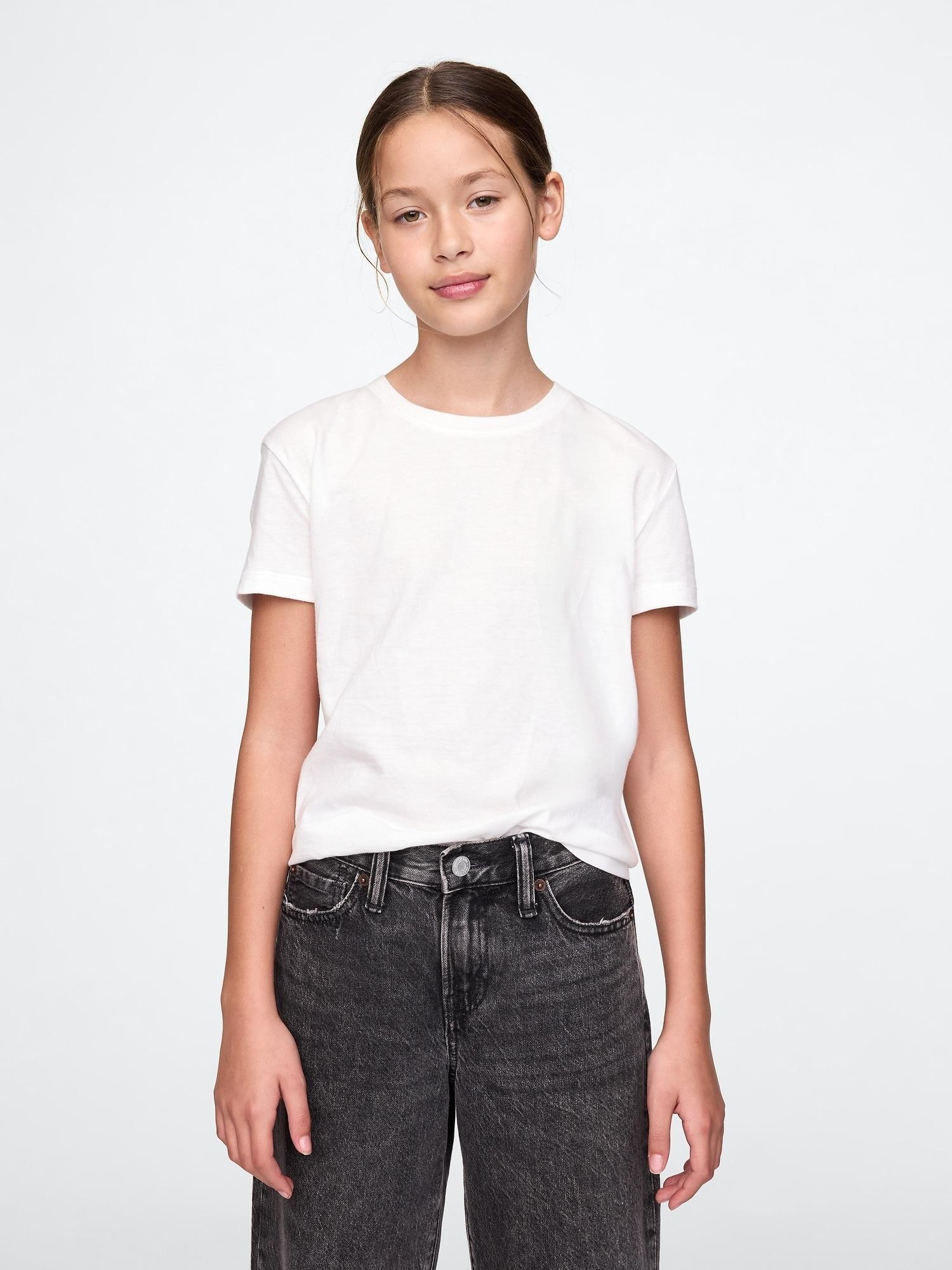 GAP Relaxed majica s kratkimi rokavi za deklice Bela - New Off White 