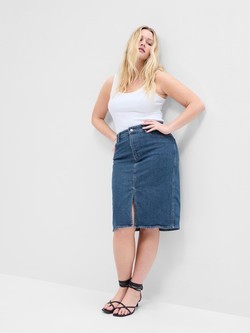 GAP Žensko denim midi krilo Modra - Medium Indigo 3