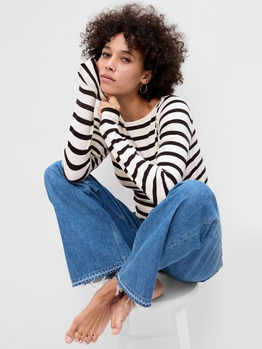 Image for Boatneck Stripe T-Shirt from Gap
