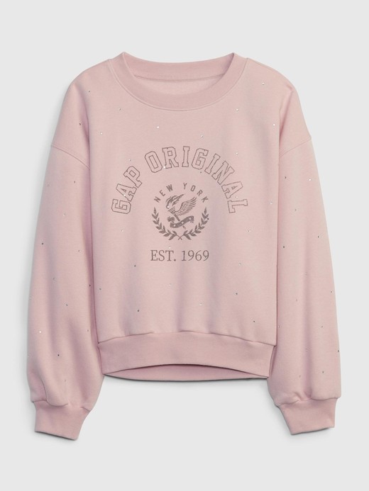 Image for Kids Cropped Rhinestone Logo Sweatshirt from Gap