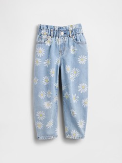 Jeans hlače s cvetličnim vzorcem za malčice