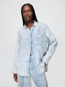 Ženska oversized fit denim srajca z dolgimi rokavi