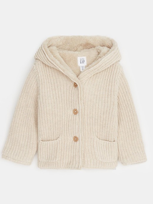 Image for Baby Sherpa-Lined Bear Sweater from Gap