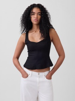 Linen-Blend Peplum Top