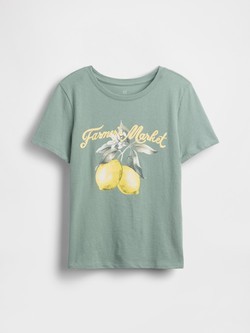 Majica s kratkimi rokavi in potiskom za deklice