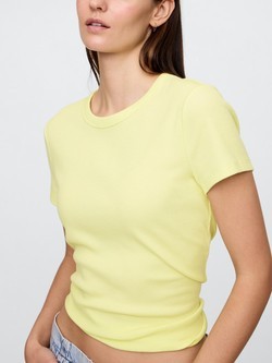 GAP Ženska rebrasta majica s kratkimi rokavi Rumena - Citron 4