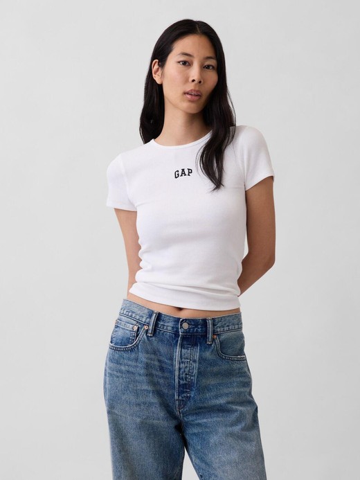 Slika za Gap logo ženska rebrasta majica s kratkimi rokavi od Gap