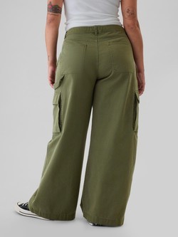 GAP Ženske široke cargo hlače Zelena - Olive Green 6