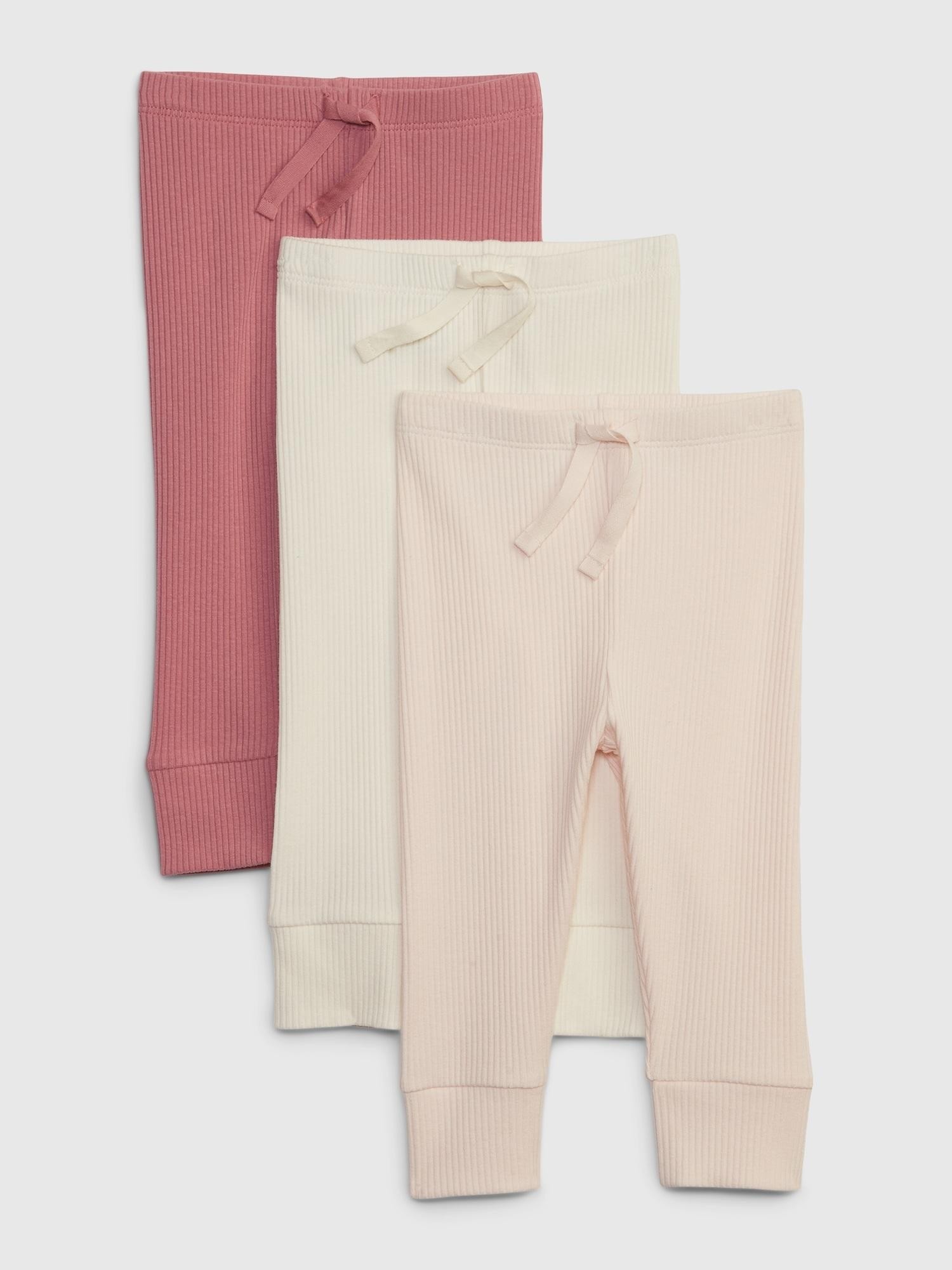 GAP Paket 3 hlač za novorojenčke Roza - Barely Pink 
