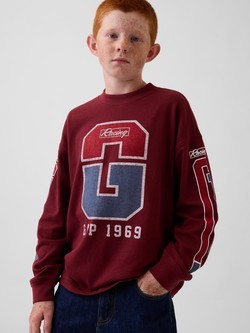 Oversized fit majica z dolgimi rokavi in potiskom