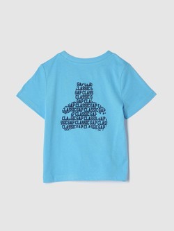 Gap logo majica s prsnim žepom in potiskom zadaj za malčke