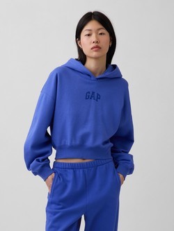 Gap logo ženski cropped pulover s kapuco