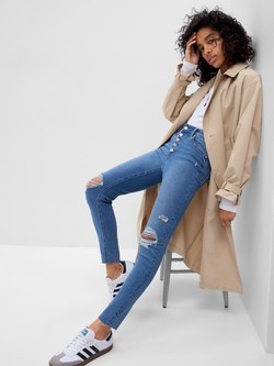 High Rise Destructed Jeggings with Washwell