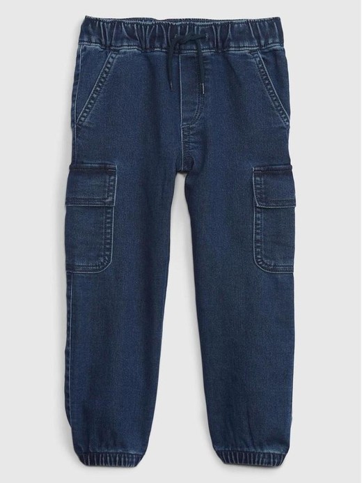 Image for Toddler Denim Cargo Joggers with Washwell from Gap