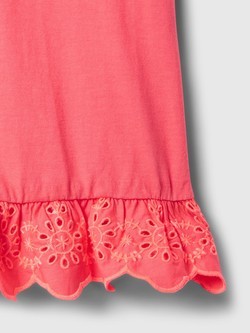 GAP Majica s kratkimi rokavi in vezenim naborkom za malčice Roza - Fresh Coral 3