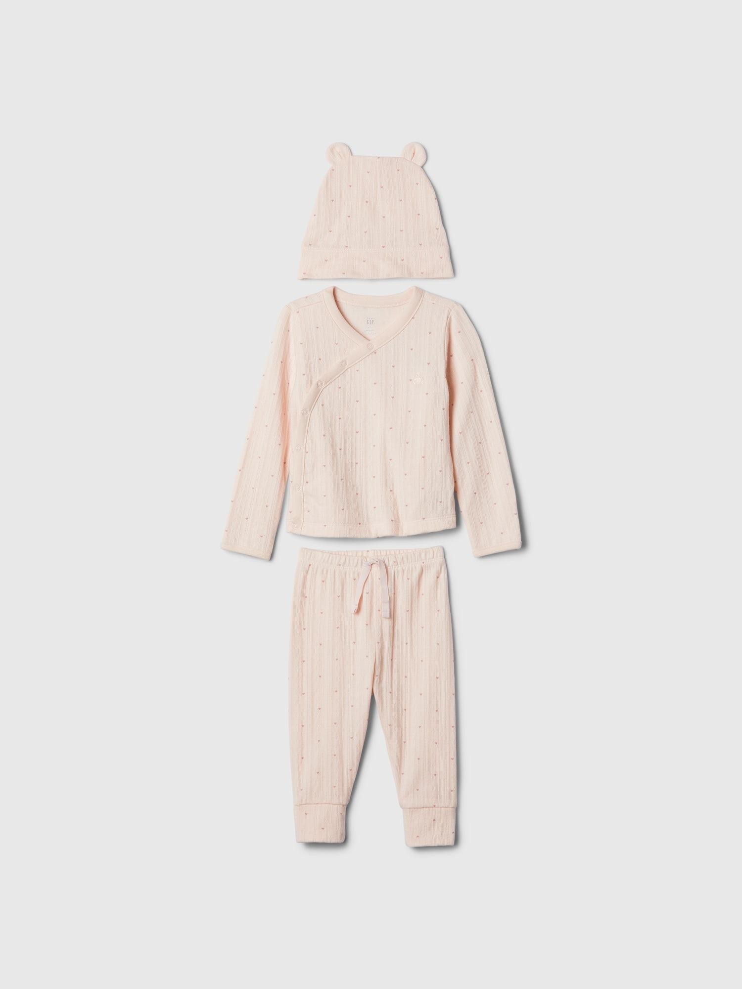 GAP Komplet majice, hlač in kape za novorojenčke Roza - Barely Pink 