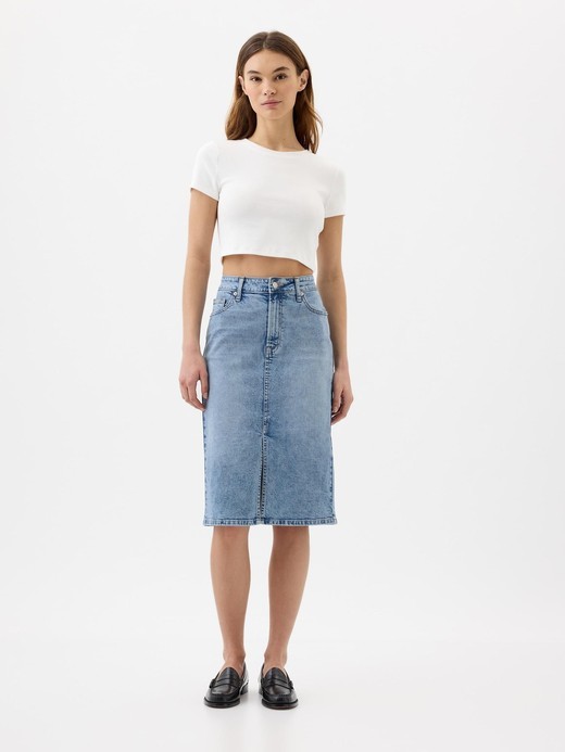 Image for Denim Midi Pencil Skirt with Washwell from Gap