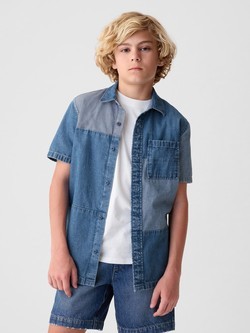 Denim srajca s kratkimi rokavi za dečke