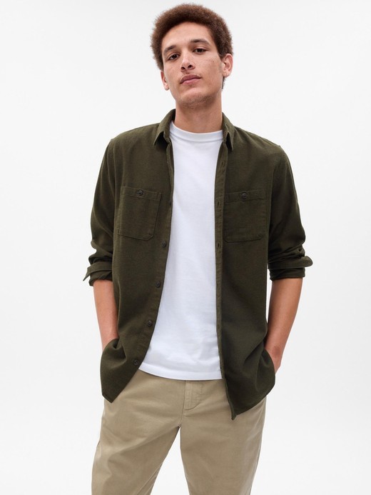 Image for 100% Organic Cotton Midweight Flannel Shirt from Gap