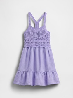 GAP Kvačkana obleka z naramnicami za deklice Škrlatna - Warm Violet 2