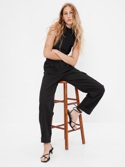 Pull-On Tapered Utility Pants with Washwell