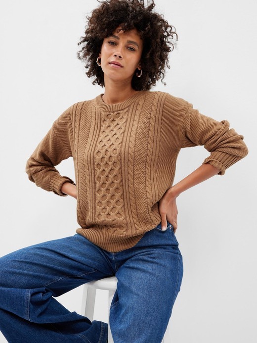Image for Cable-Knit Crewneck Sweater from Gap