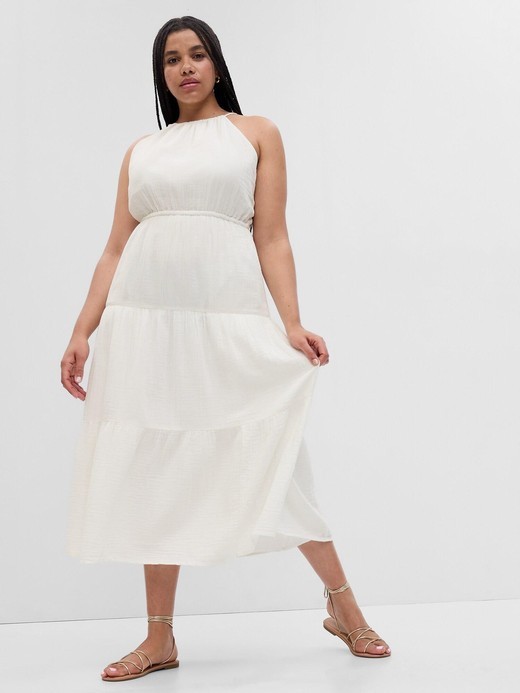 Plus size gauze maxi dress clearance