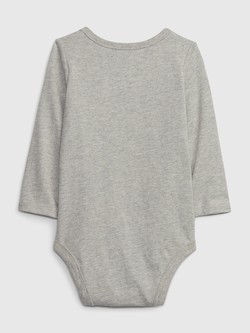 GAP Bodi z dolgimi rokavi za novorojenčke Bež - Ivory Heart Print 2