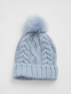 Cable-Knit Poof Beanie