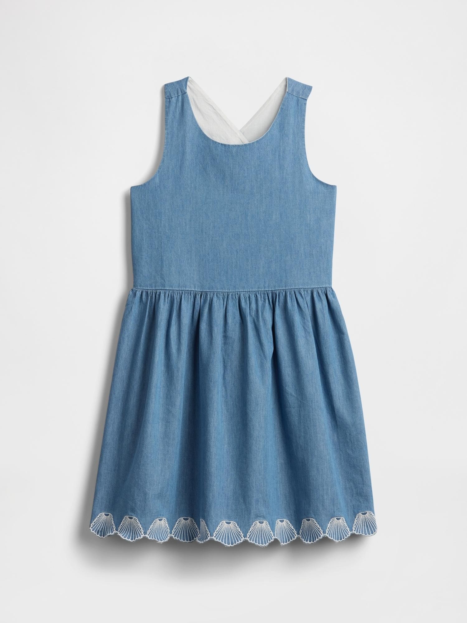 GAP Kids Cross Back Dress Blue Chambray 