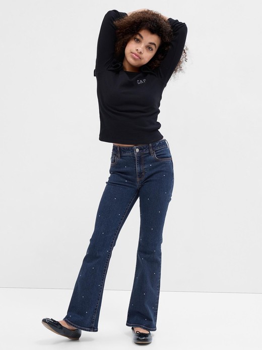 Image for Kids High Rise Rhinestone Flare Jeans with Washwell from Gap