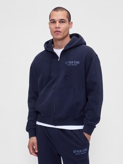VintageSoft Jeans Logo Zip Hoodie