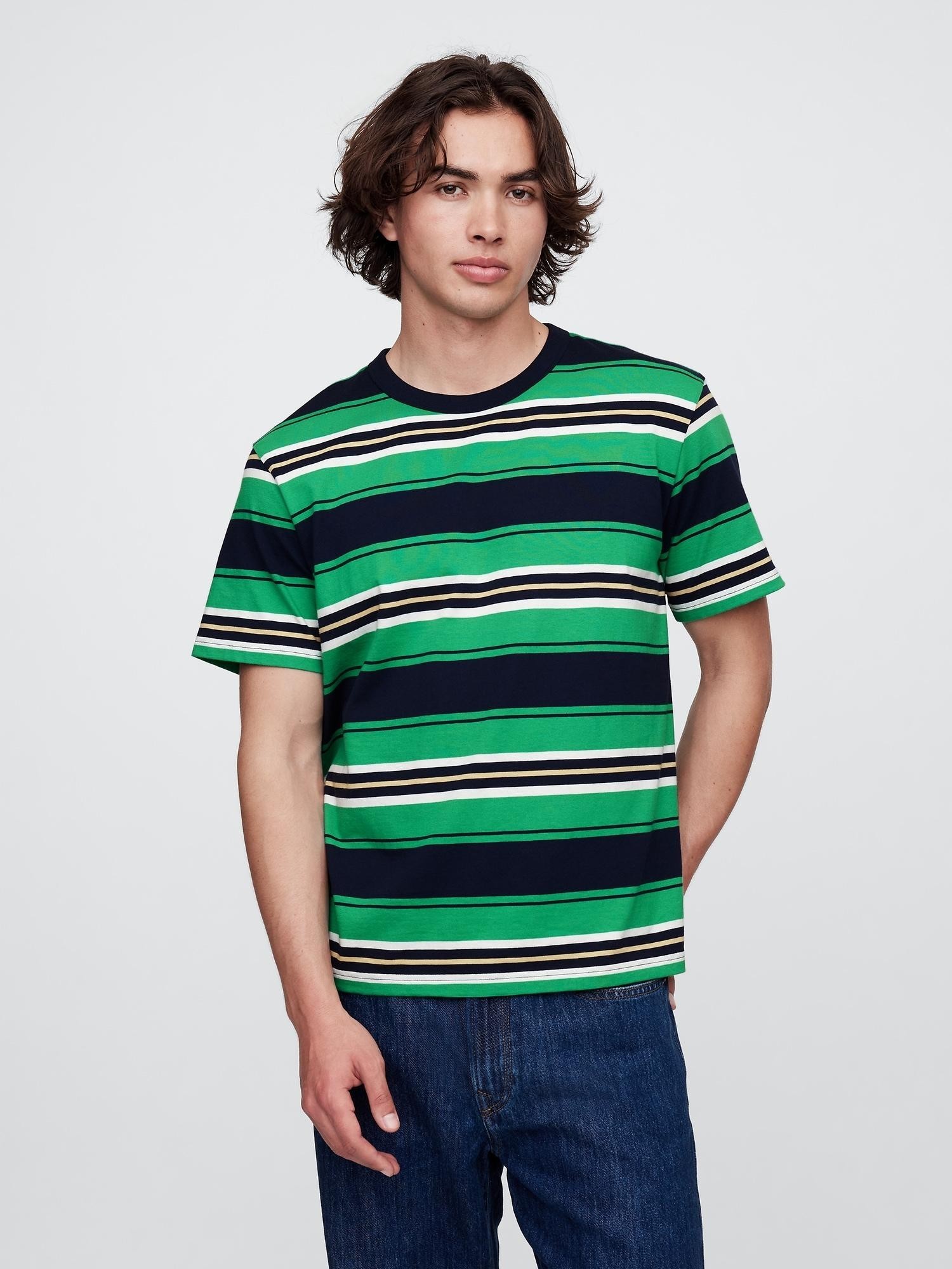 GAP Original T-Shirt Green Stripe 