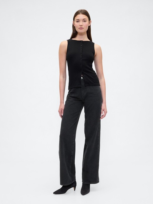 Slika za Wide leg ženske jeans hlače z visokim pasom od Gap
