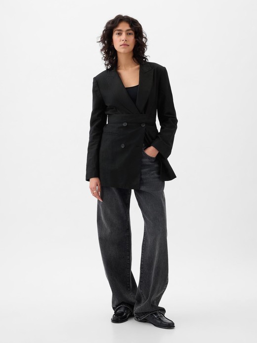 Image for Linen-Cotton Belted Blazer from Gap